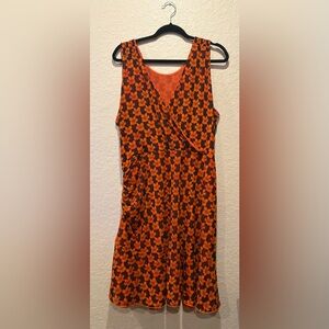 CAbi Orange Floral Midi Wrap Dress